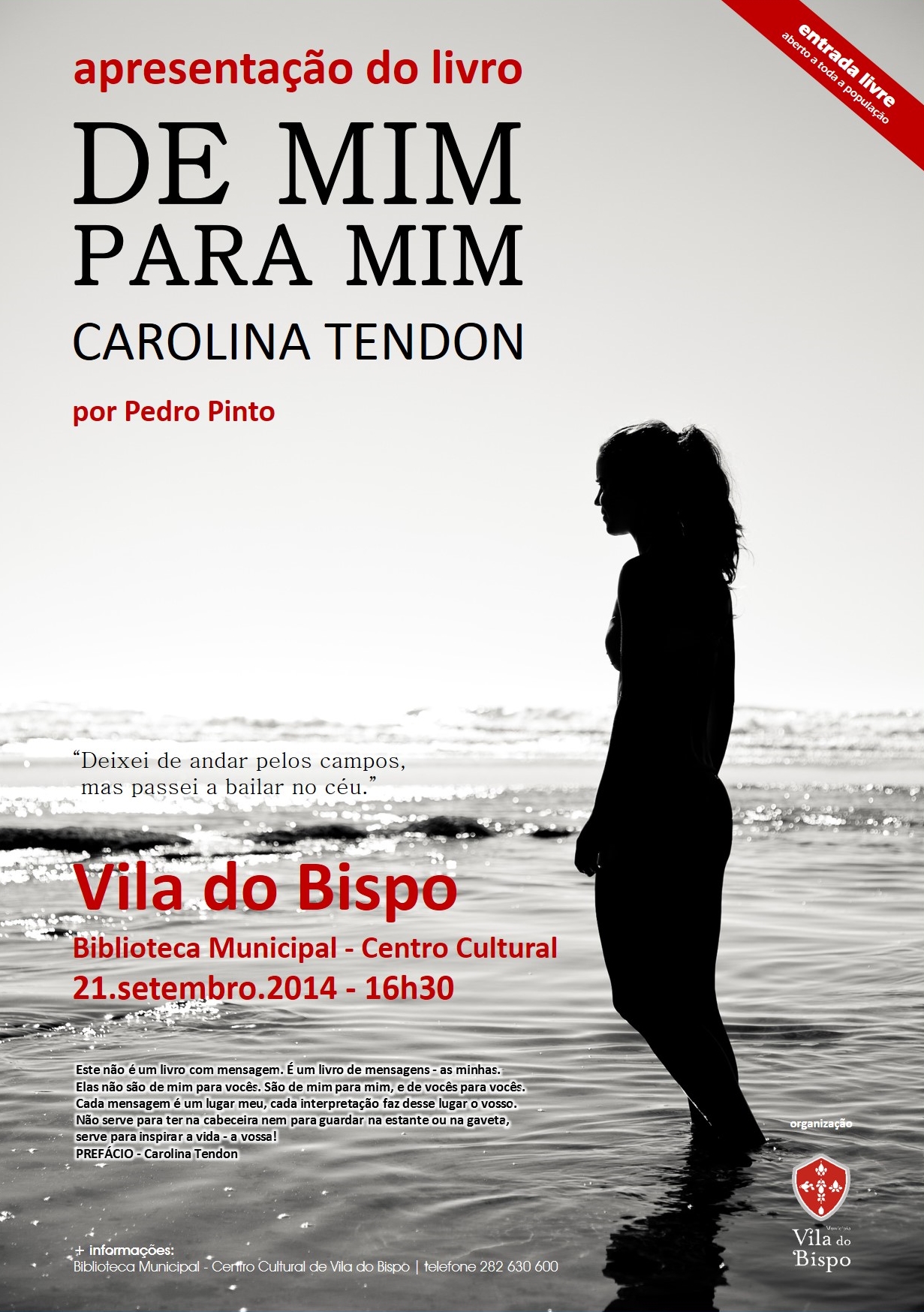 Apresentação do livro DE MIM PARA MIM de Carolina Tendon @ Vila do Bispo